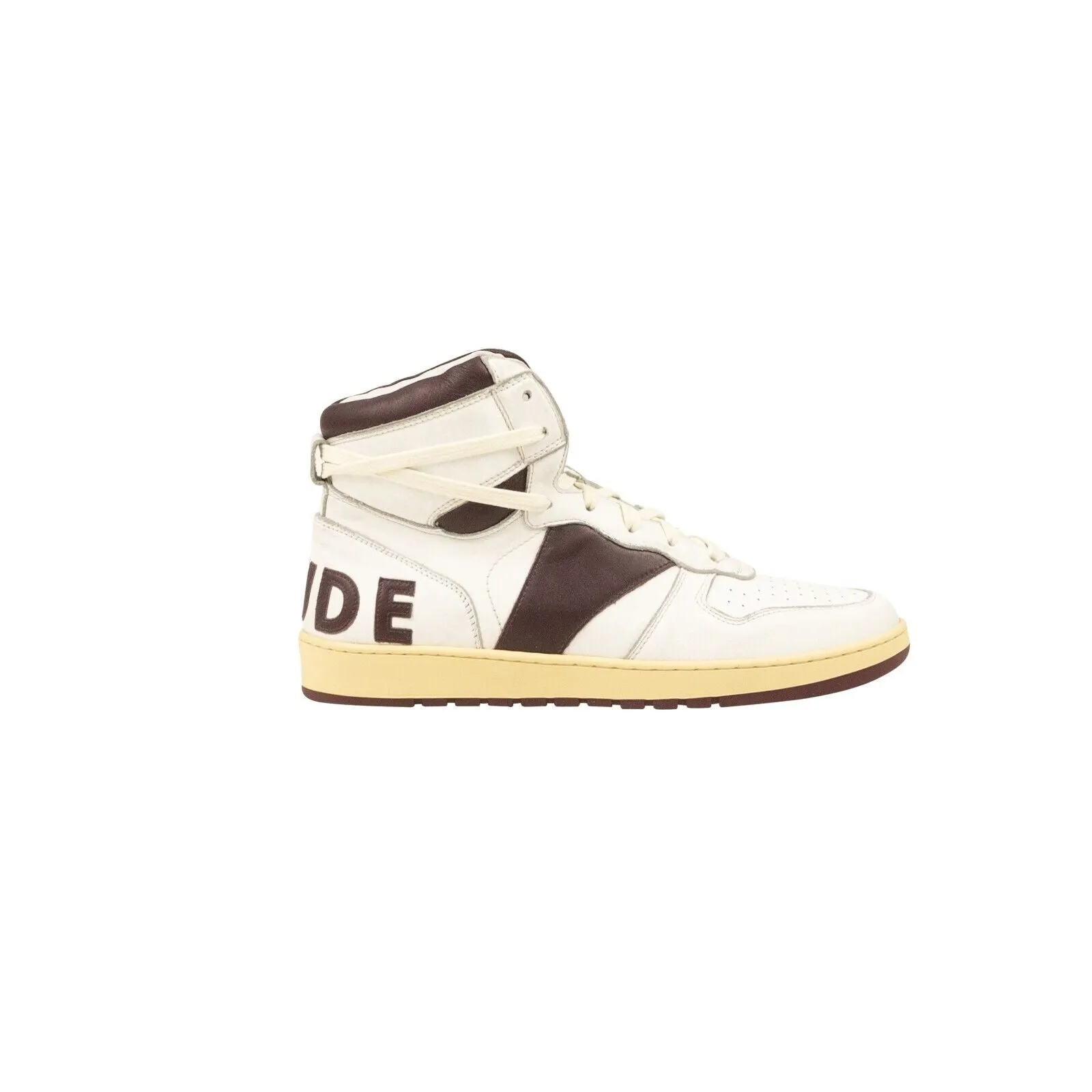 White And Maroon Leather Rhecess High Top Sneakers