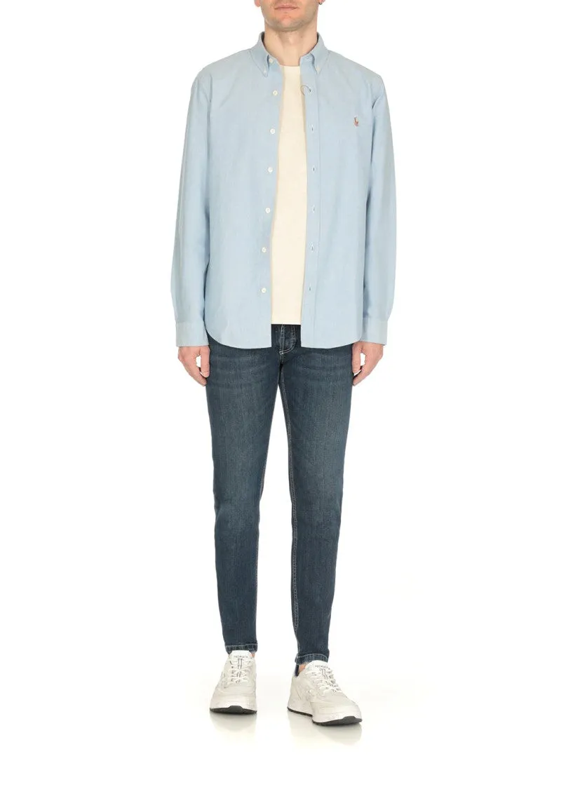 White Leather And Fabric Sneakers