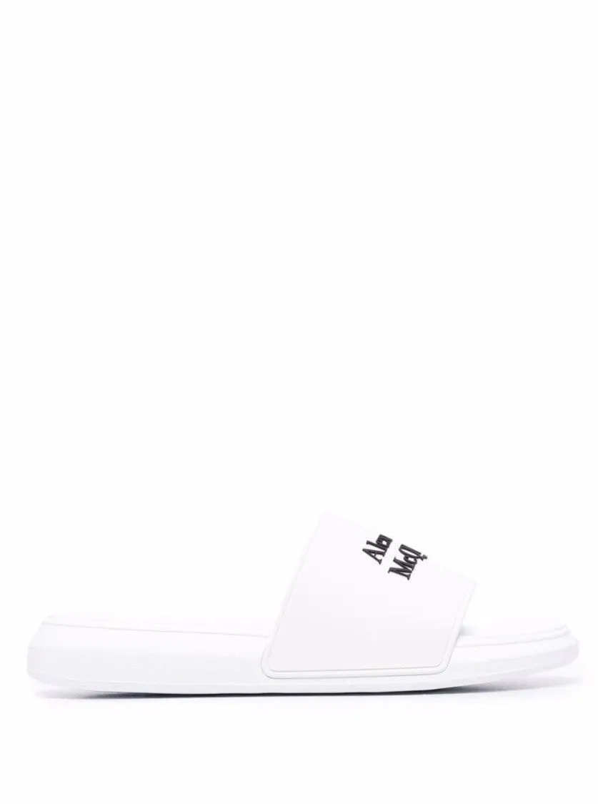 White Logo Pool Slides In Rubber
