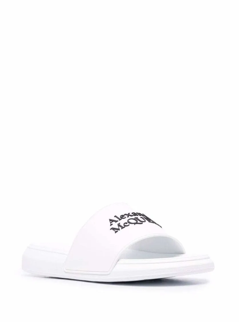 White Logo Pool Slides In Rubber