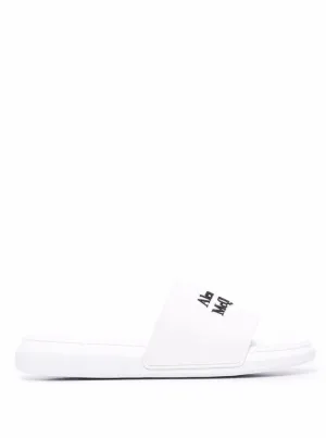 White Logo Pool Slides In Rubber