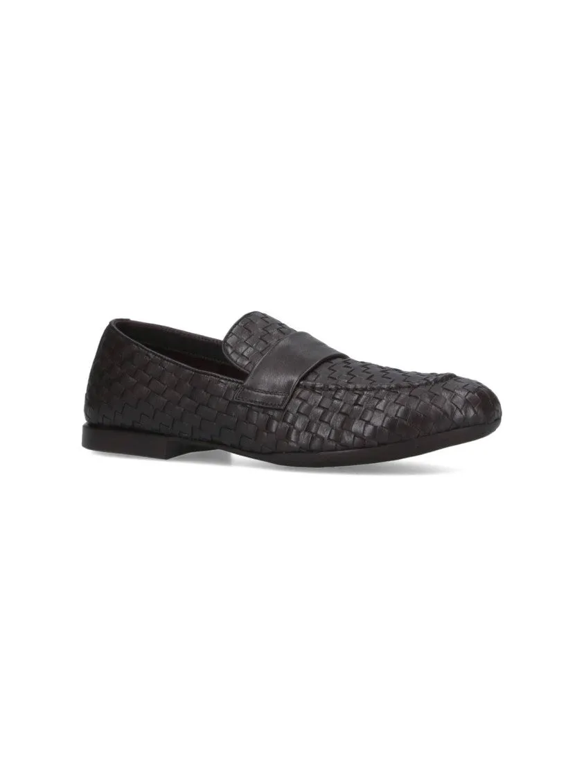Woven Leather Loafers  Brown