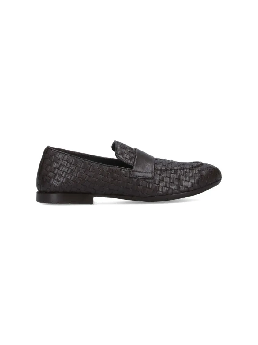 Woven Leather Loafers  Brown